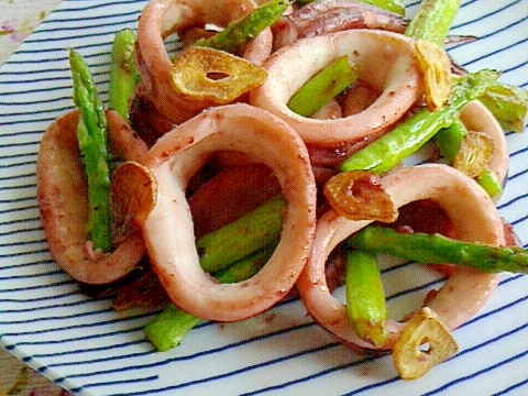 にんにく香る~イカとアスパラのクレソル炒め